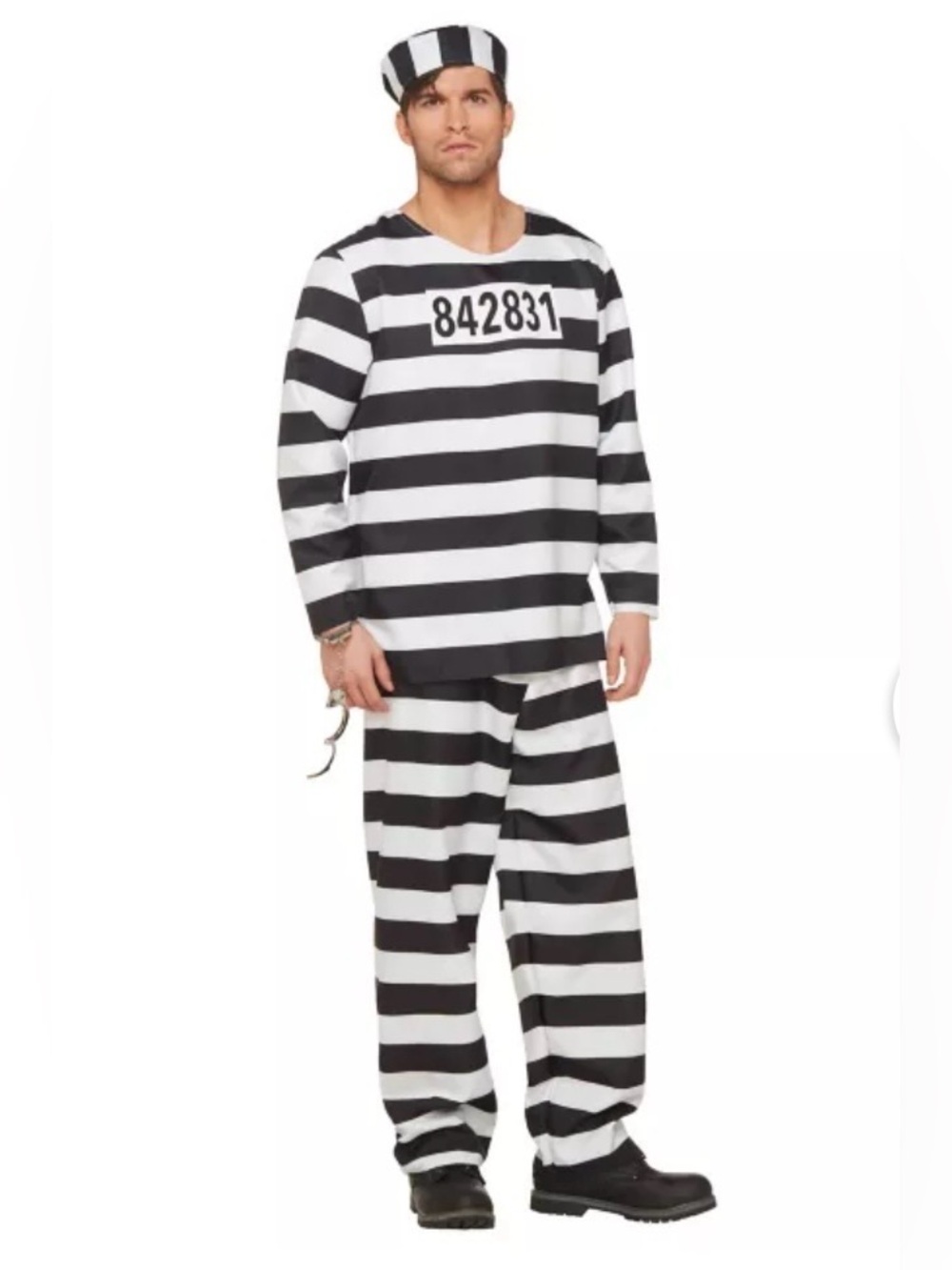 Spirit Halloween Jailbird  Adult Sz S/M Costume, Prisoner, Convict, Inmate NWT
